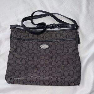 Coach Signature Black and Gray Crossbody Bag